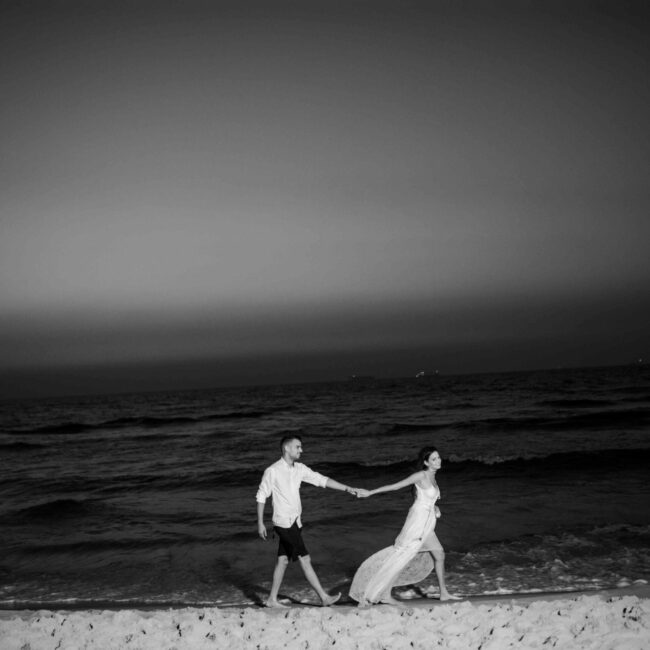 couple at the beech